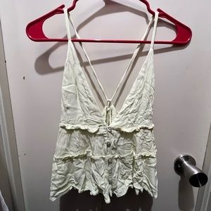 Green flowy tie blouse tank